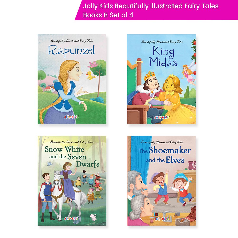 Jolly Kids Beautifully Illustrated Fairy Tales Books B Set of 4 For Kids Ages 3-8 Years| Magical Gift Stories Book