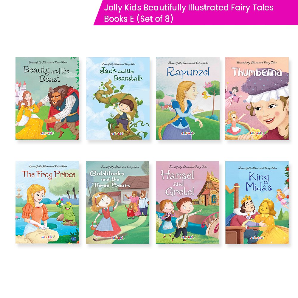 Jolly Kids Beautifully Illustrated Fairy Tales Books E Set of 8 Combo Storytelling Books For Kids Ages 3-8 Years