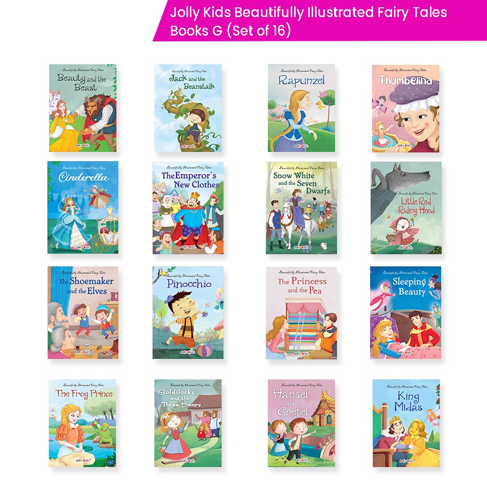 Jolly Kids Beautifully Illustrated Fairy Tales Books G Set of 16 For Kids Ages 3-8 Years| Combo Storytelling Books