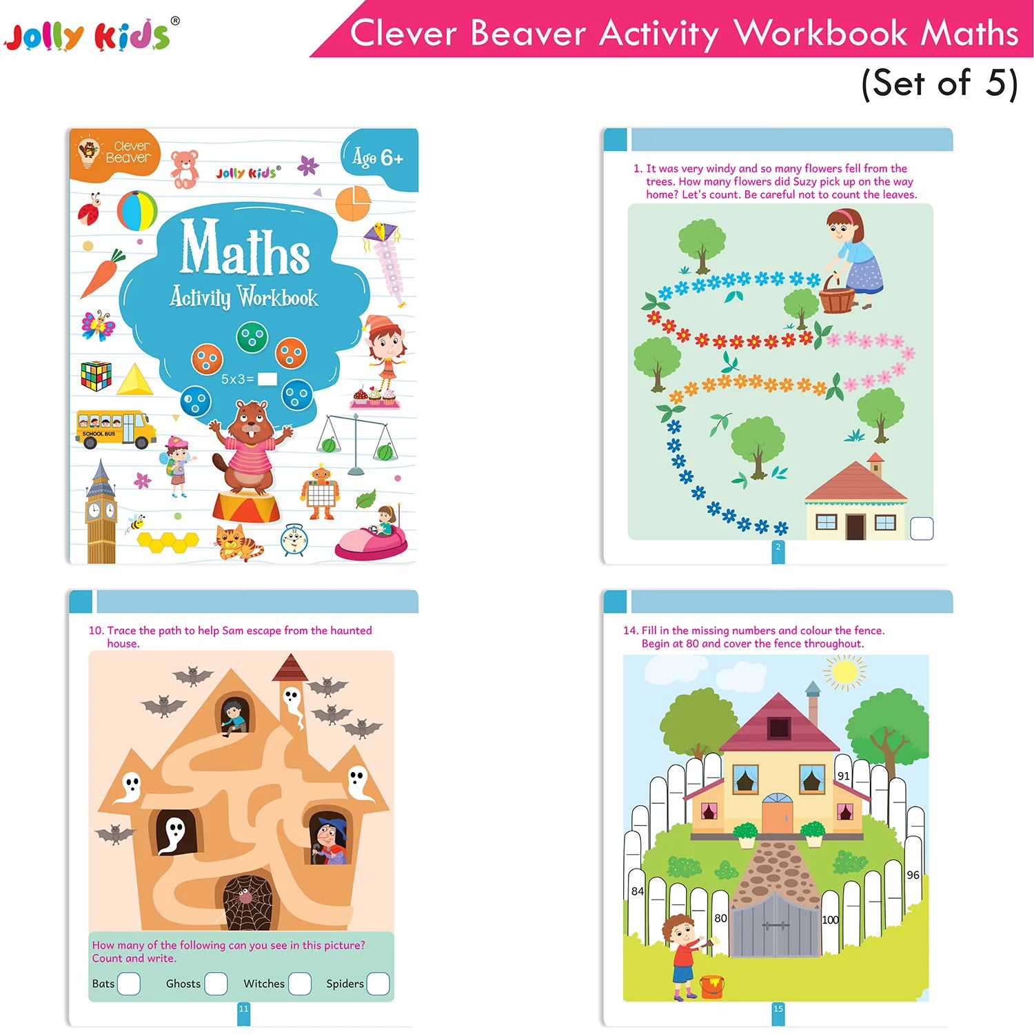 Jolly Kids Clever Beaver Ages 6-7 Years Fun Learning Activities Workbooks Set of 4| English-Maths-EVS-Good Habit-Logical Reasoning
