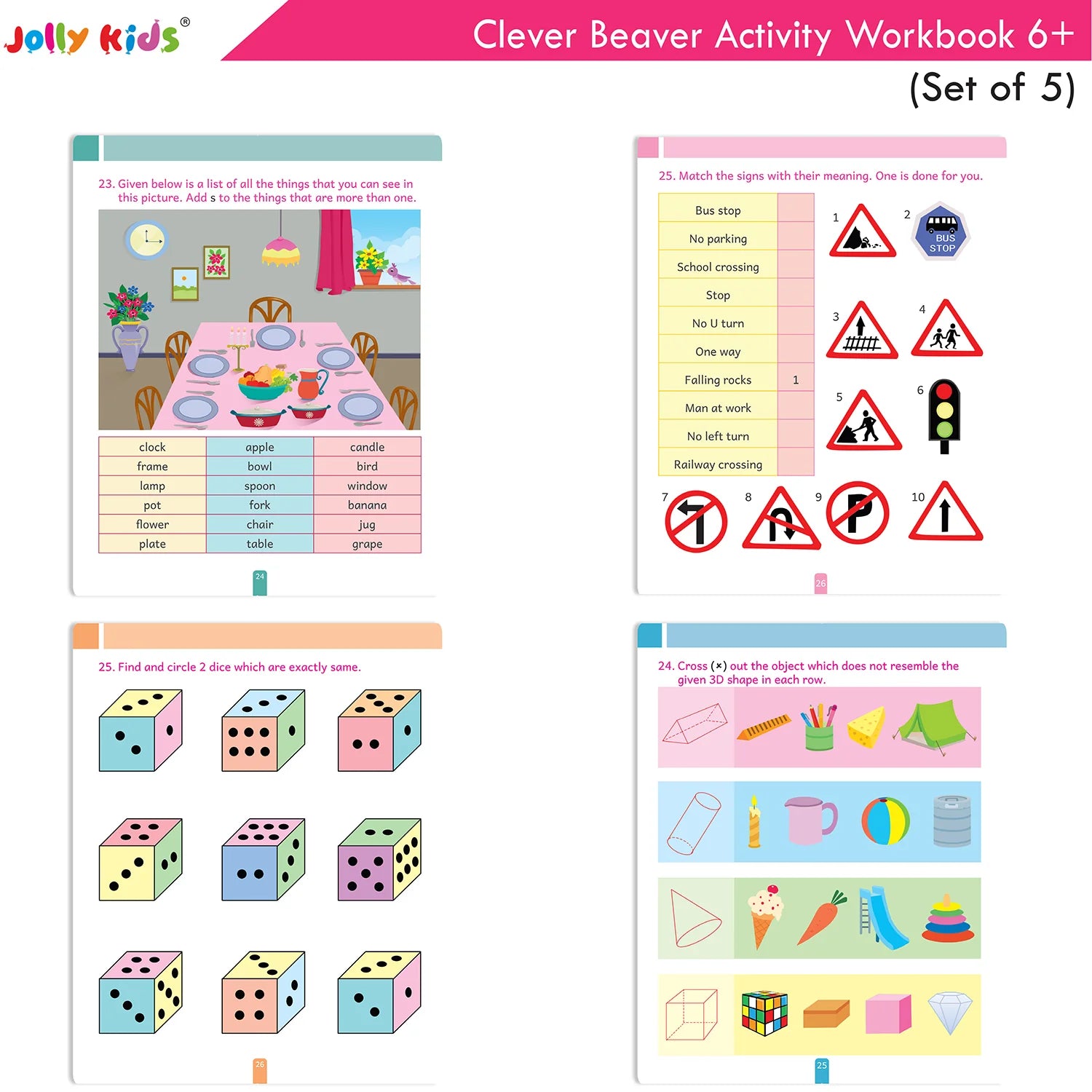 Jolly Kids Clever Beaver Ages 6-7 Years Fun Learning Activities Workbooks Set of 4| English-Maths-EVS-Good Habit-Logical Reasoning