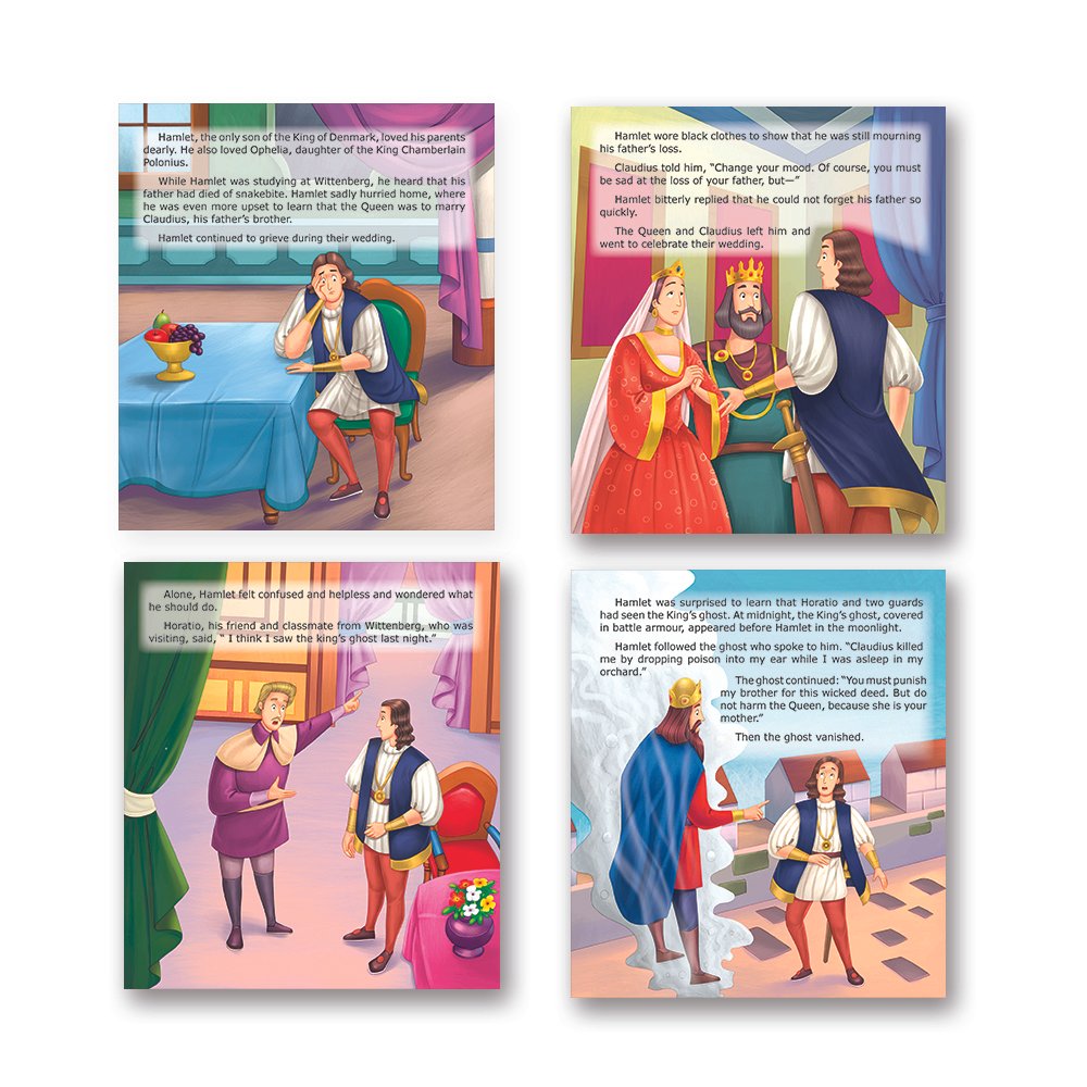 Shakespeare for Young Minds: Jolly Kids' Illustrated Stories B Combo Set of 4 Ages 6-12 Years | Hamlet, Macbeth, Much Ado About Nothing, Othello