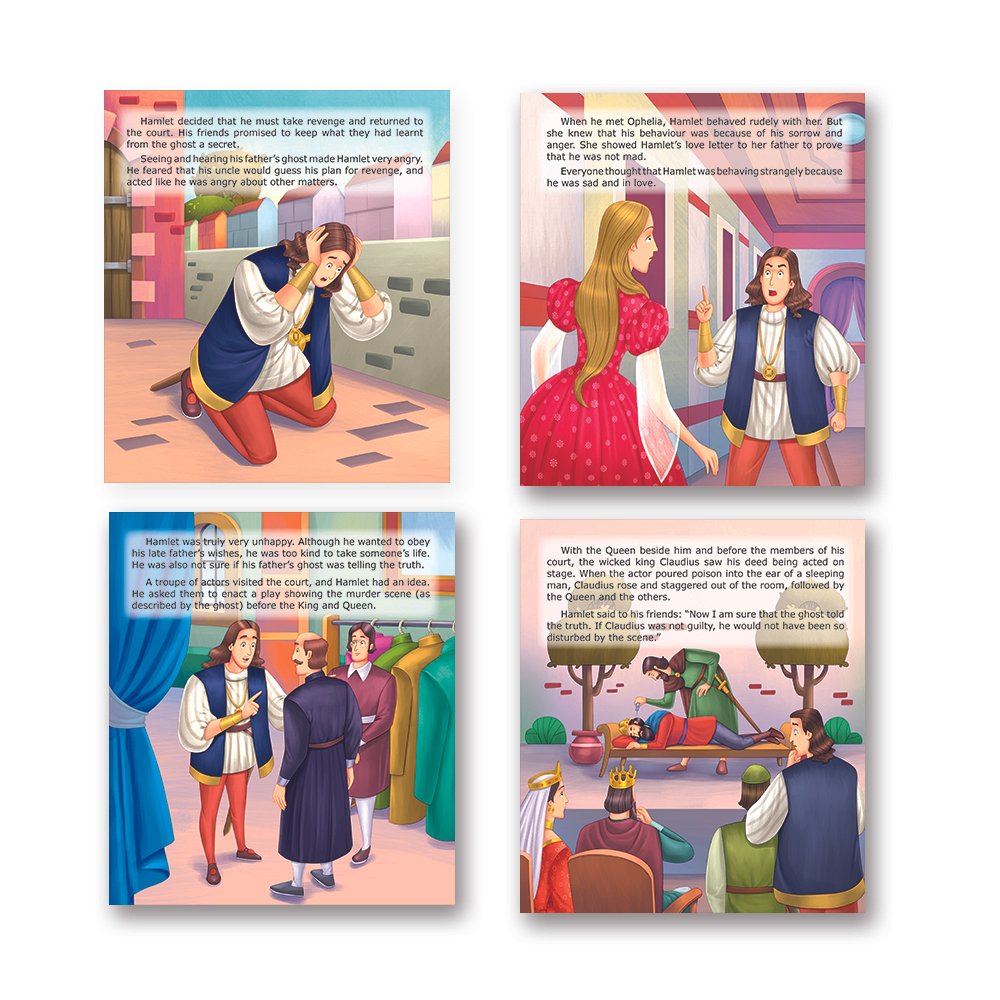Shakespeare for Young Minds: Jolly Kids' Illustrated Stories B Combo Set of 4 Ages 6-12 Years | Hamlet, Macbeth, Much Ado About Nothing, Othello