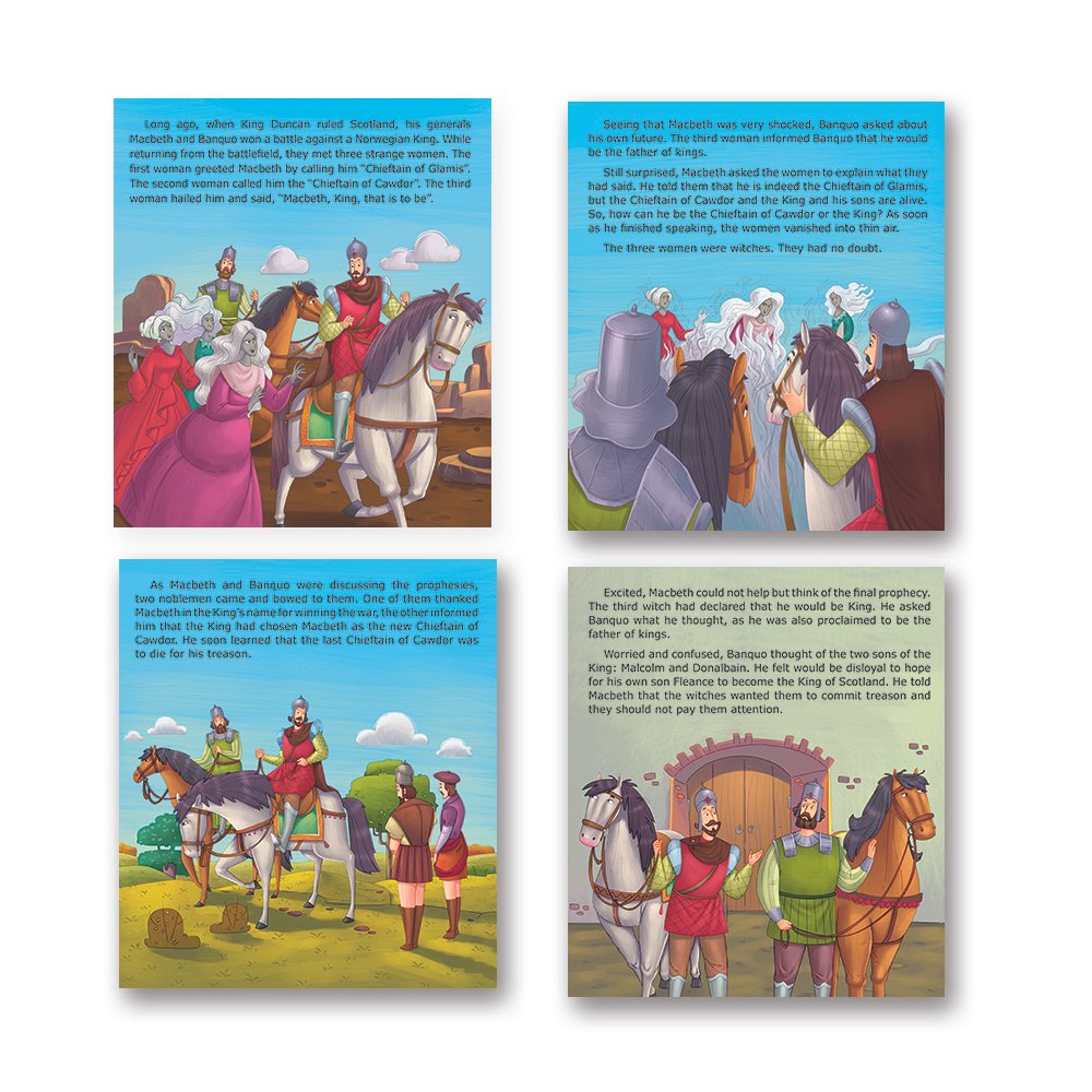 Shakespeare for Young Minds: Jolly Kids' Illustrated Stories B Combo Set of 4 Ages 6-12 Years | Hamlet, Macbeth, Much Ado About Nothing, Othello