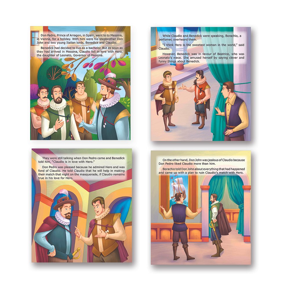 Shakespeare for Young Minds: Jolly Kids' Illustrated Stories B Combo Set of 4 Ages 6-12 Years | Hamlet, Macbeth, Much Ado About Nothing, Othello