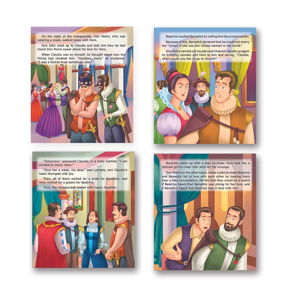 Shakespeare for Young Minds: Jolly Kids' Illustrated Stories B Combo Set of 4 Ages 6-12 Years | Hamlet, Macbeth, Much Ado About Nothing, Othello