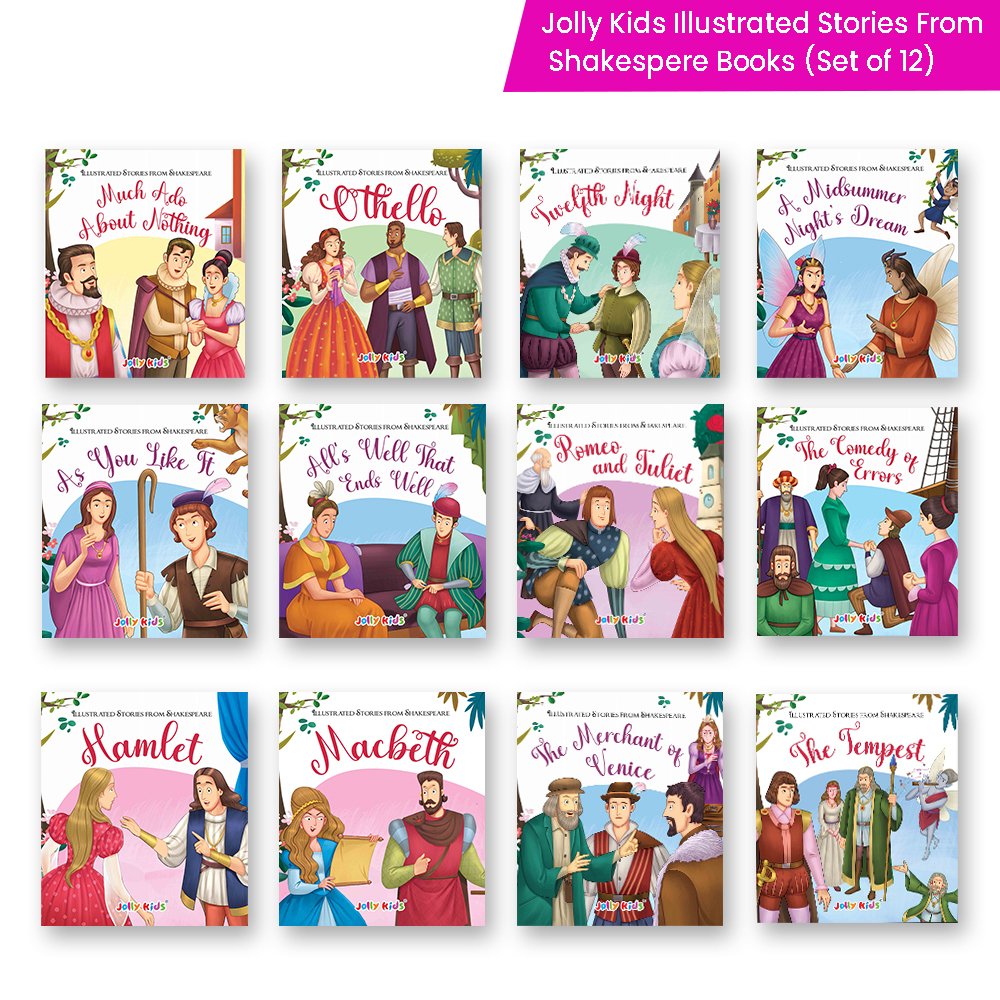 Shakespeare for Young Minds: Jolly Kids' Illustrated Stories Combo Set of 12 Ages 6-12 Years| Family Bonding through Classics Educational Literature