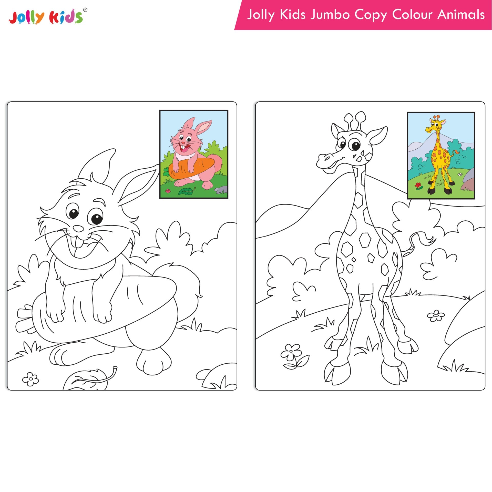Jolly Kids Jumbo Copy Colouring Books for Kids| Fun Colouring Activity Books: Birds, Dinosaurs, Animals & Ocean| Ages 3-10 Years