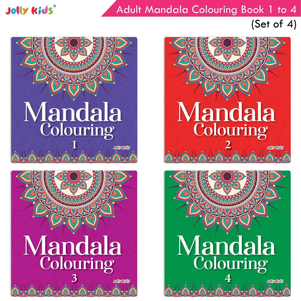 Jolly Kids Adults Mandala Colouring Books Set of 4| Ideal for Stree Relieving, Relaxing and Meditation Books for Teenagers