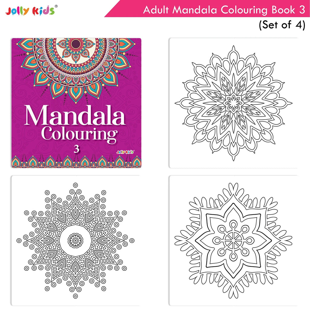 Jolly Kids Adults Mandala Colouring Books Set of 4| Ideal for Stree Relieving, Relaxing and Meditation Books for Teenagers