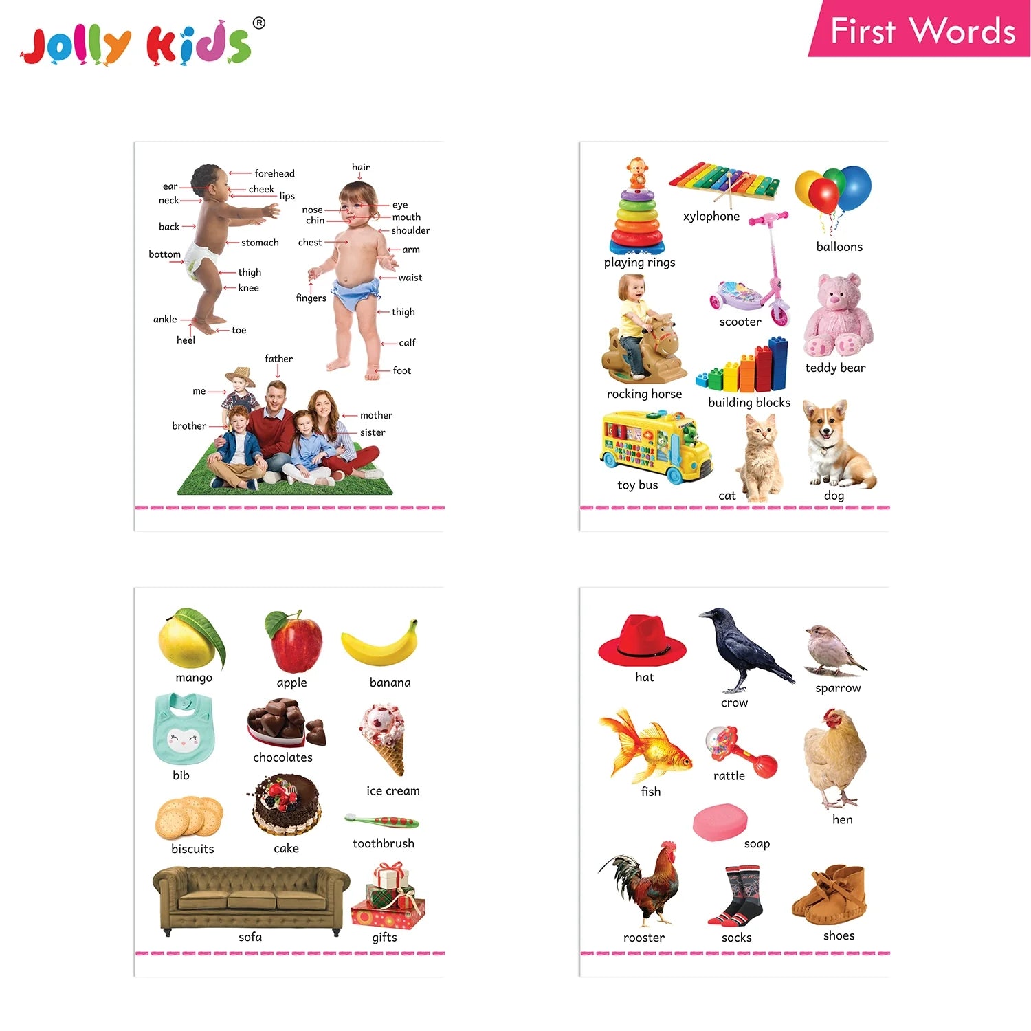 Jolly Kids My Big Board Books Set of 8 for Toddlers Ages 0-3 Years| Picture Learning Books