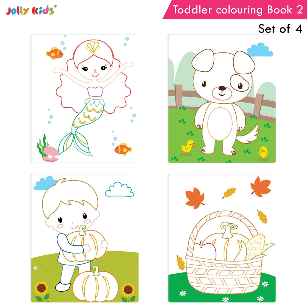 Jolly Kids Toddler Colouring Die-Cut Animals Shape Activity Books Set of 4 for Kids| Ages 1-6 Years