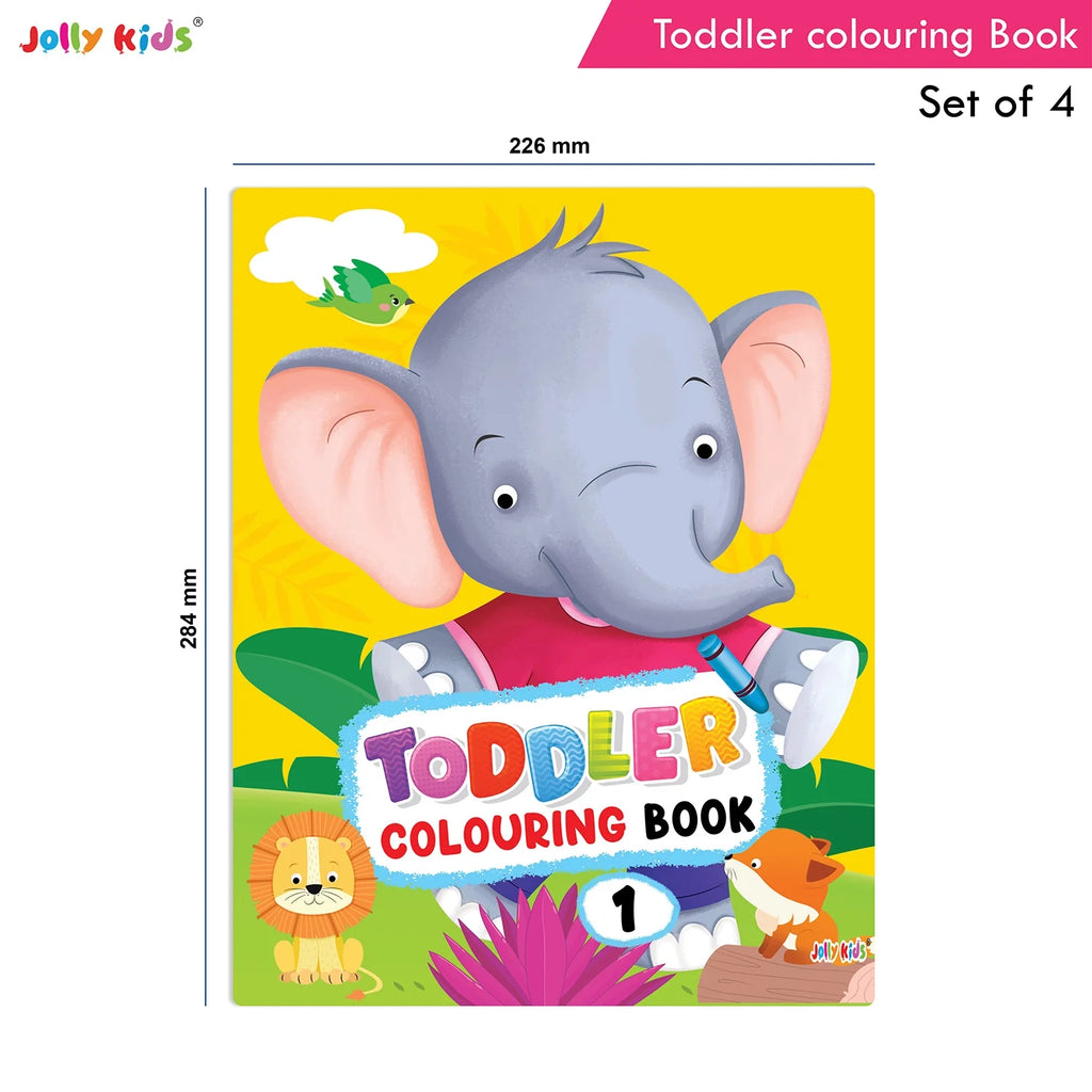 Jolly Kids Toddler Colouring Die-Cut Animals Shape Activity Books Set of 4 for Kids| Ages 1-6 Years