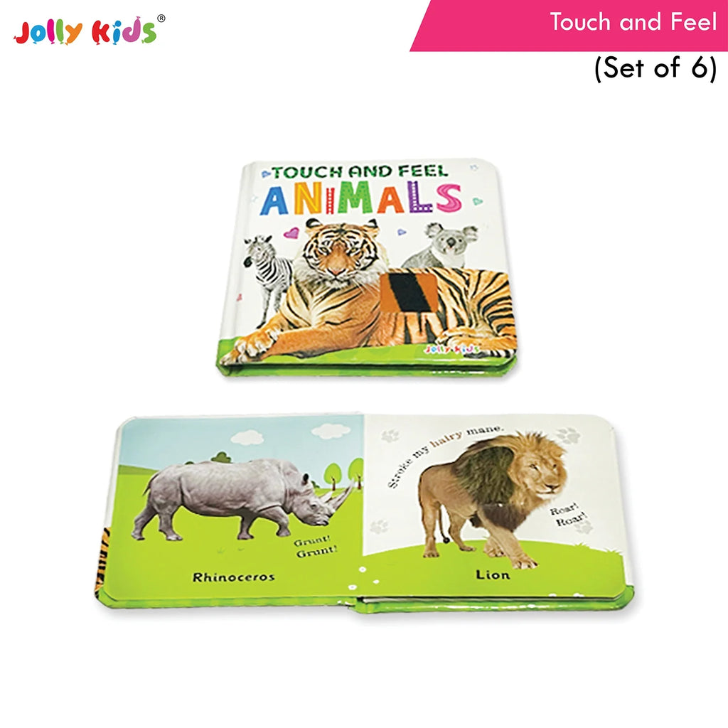 Jolly Kids Touch and Feel Picture Learning Sensory Development Padded Board Books Set of 6 for Infants, Toddlers Gift Ages 0-12 Months