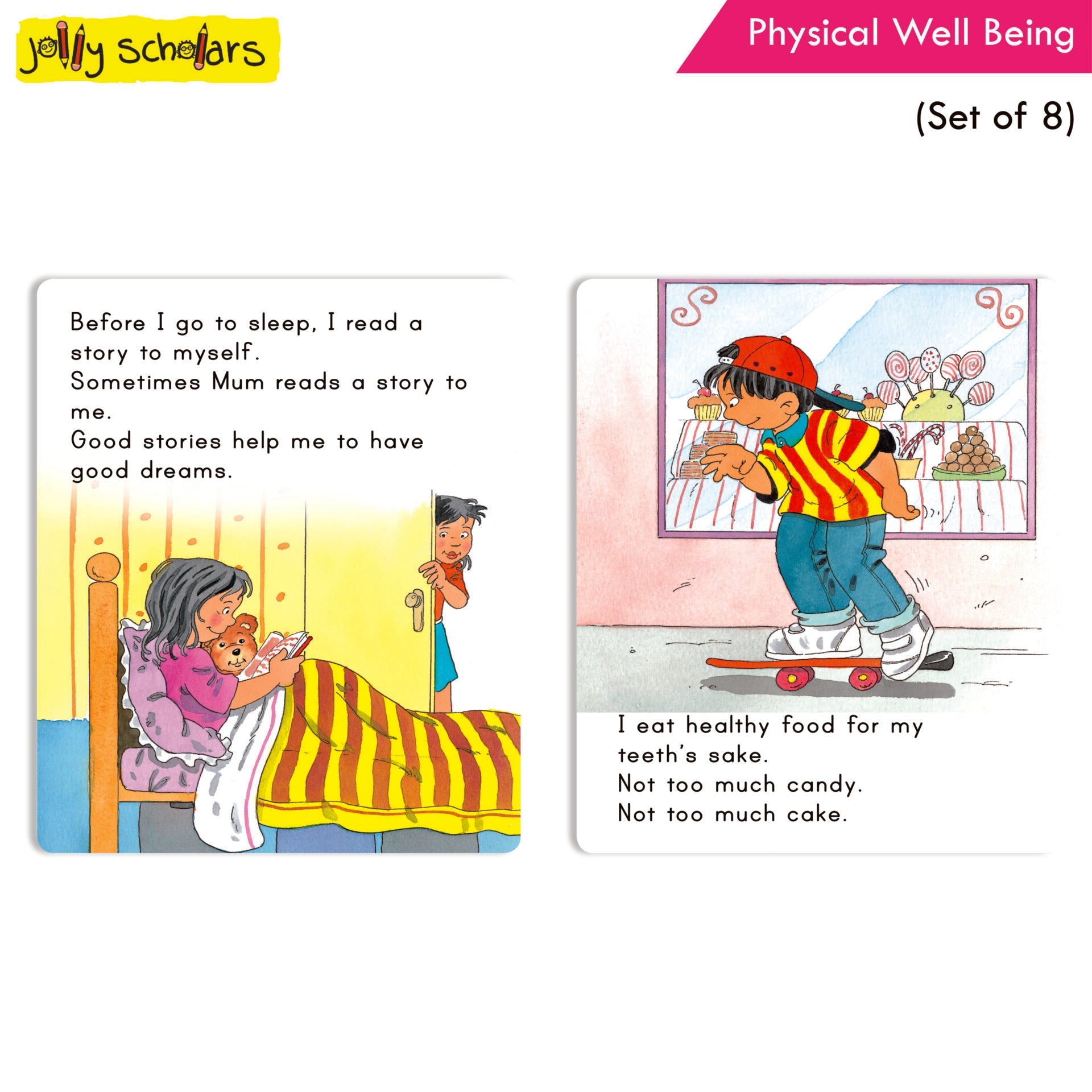 Jolly Scholars Physical Well Being Story Books Set of 8| Promote Physical Health Activity Books Ages 3-6 Years
