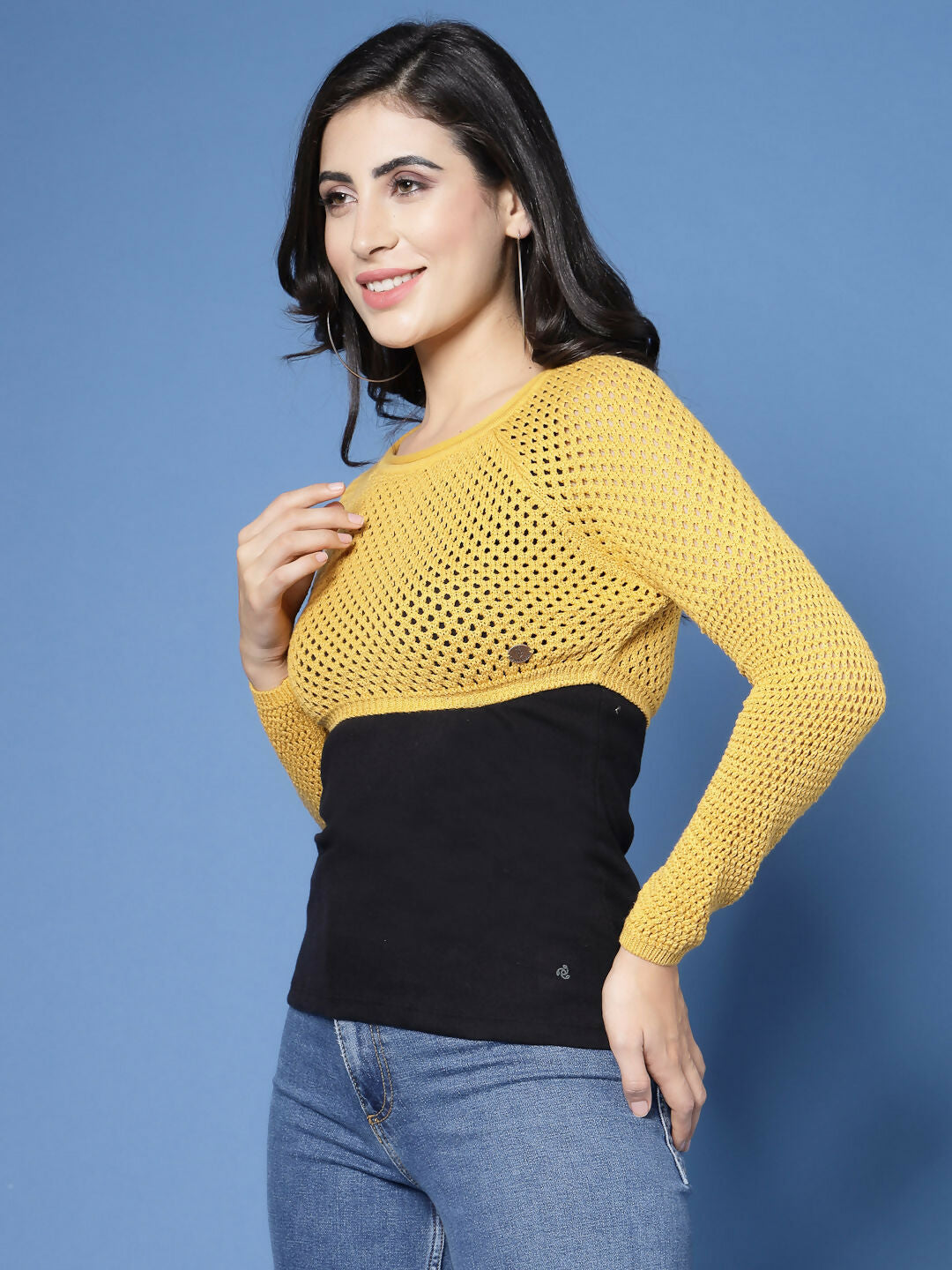 Women Winter Yellow Cotton Pullover - Wool Trees