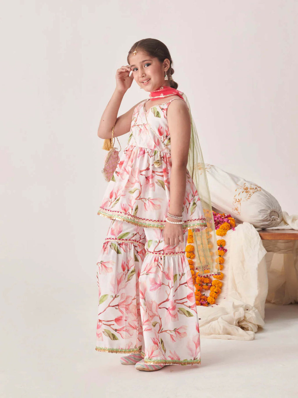 Joban Fashion Girl's Multi Color Sharara Set