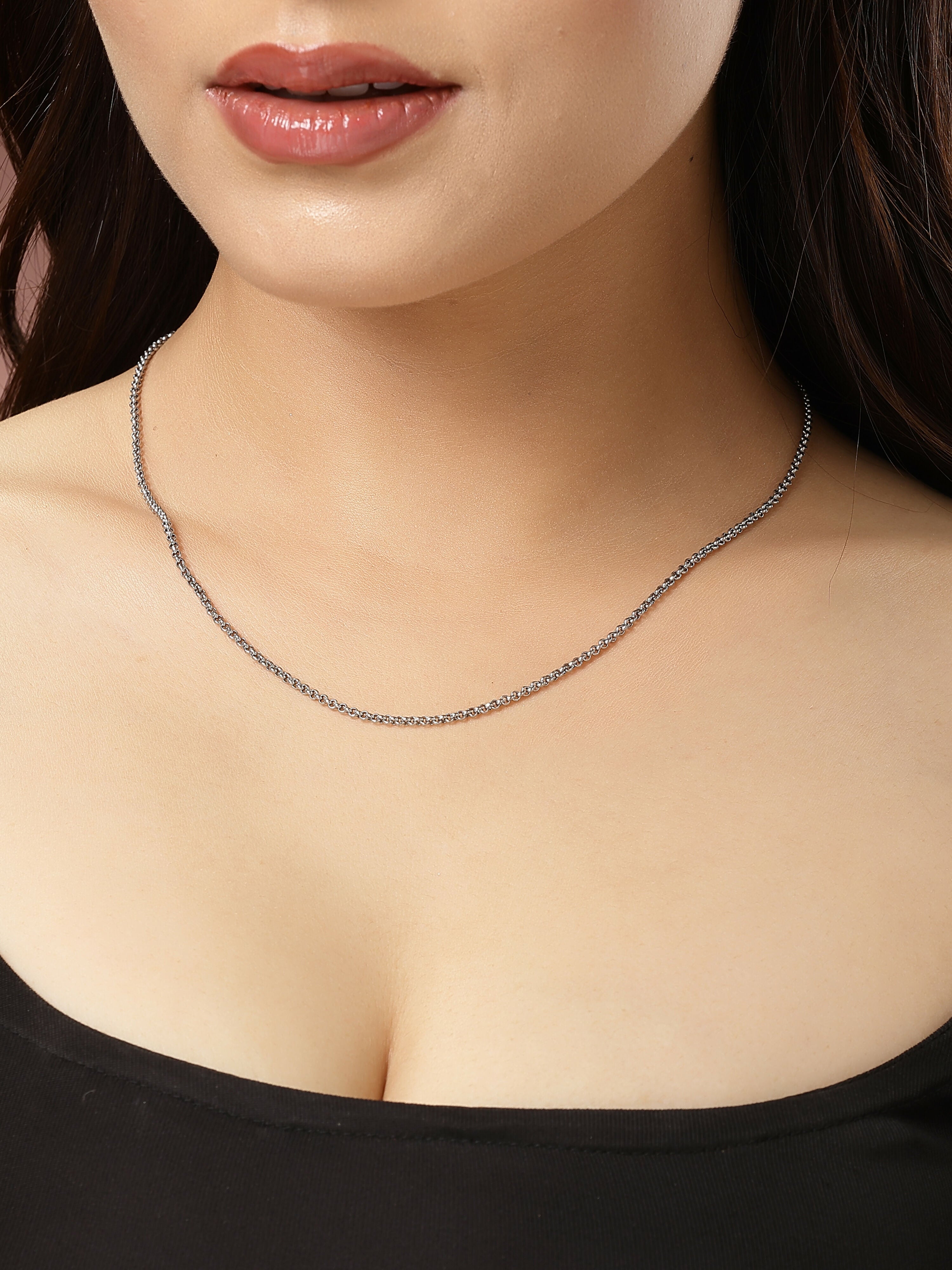 NVR Women's Set of 3 Silver-Toned German Silver Oxidised Chain