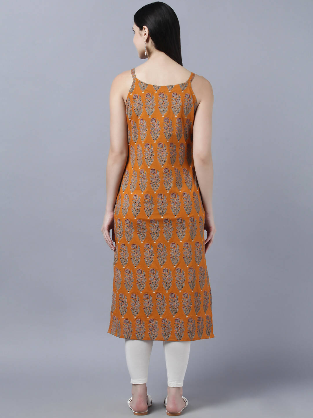 Myshka Stylish Mustard Sleeveless Women's Kurta
