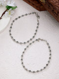 NVR Women's Set of 2 Silver-Plated German Silver Anklets