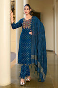 Jyoti Fashion Women's Morpich 14KG Rayon Foil Print with Embroidery Kurta Set