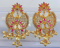 AD Ruby Designer Hanging Pearls Earrings
