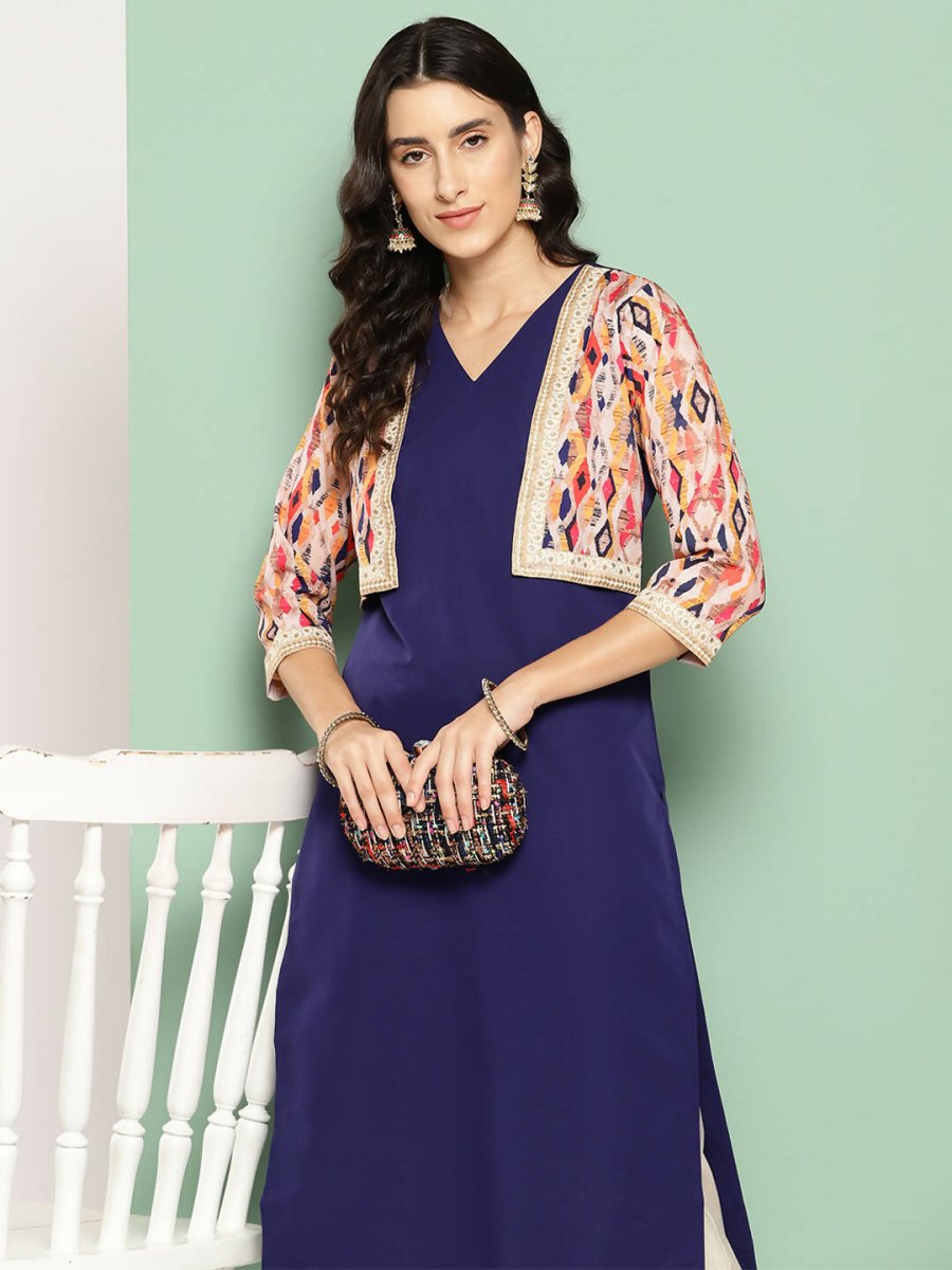 Ahalyaa Women's Traditional wear Kurta - Navy Blue