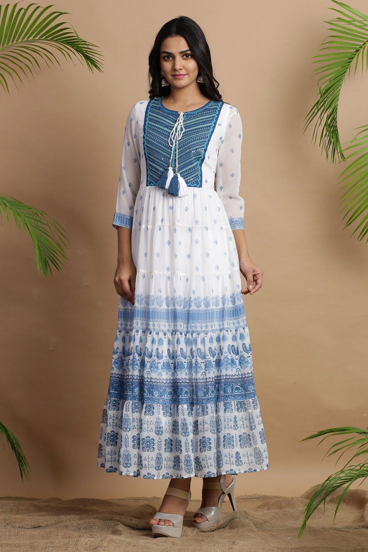 Juniper Blue Georgette Printed Maxi Dress