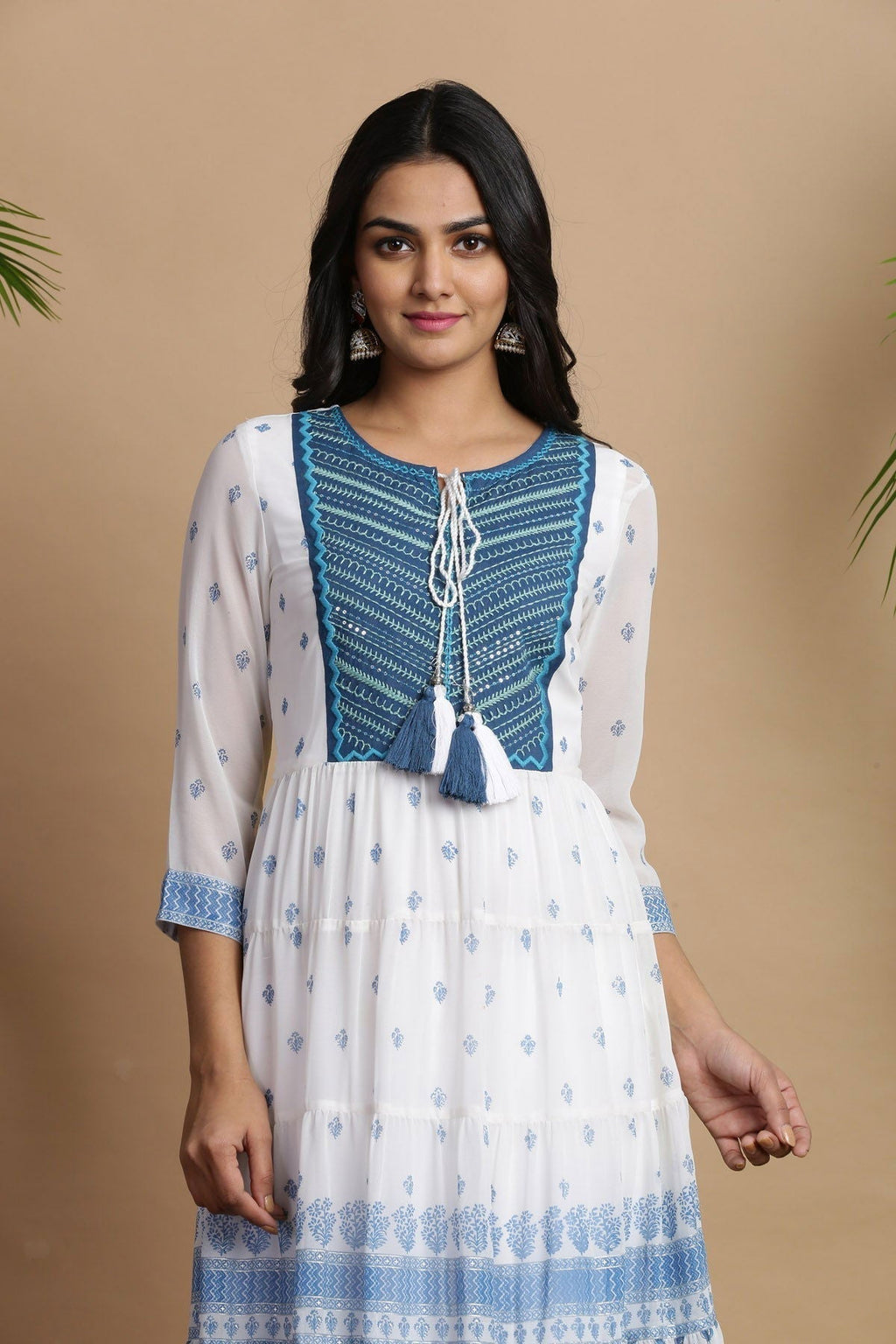 Juniper Blue Georgette Printed Maxi Dress