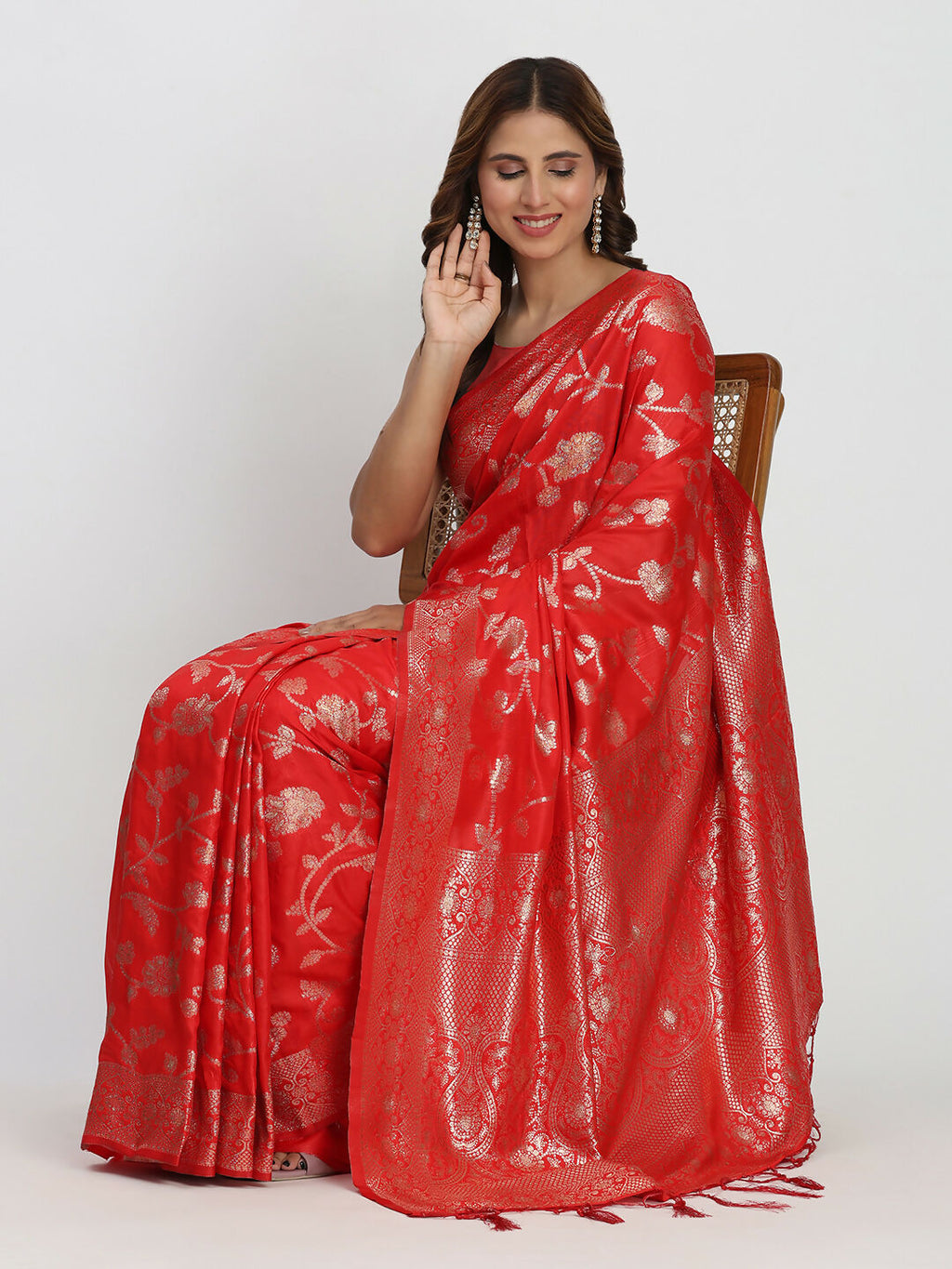 Shree Shyam Fashion Banarasi Silk Red Saree