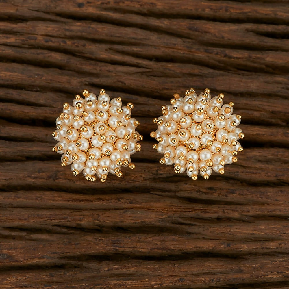 Joban Fashion Women Kundan Pearl Golden White Earrings