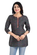 Snehal Creations Novel Navy Blue Rayon Short Kurti Tunic Top