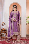 Teeya Creation Lavender Color Chinon Silk Heavy Embroidery Work Fully Stitched Salwar Suit