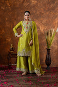 Teeya Creation Olive Color Chinon Silk Heavy Embroidery Work Fully Stitched Salwar Suit