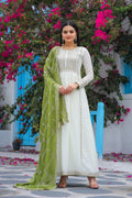 Teeya Creation White Color Chinon Silk Heavy Embroidery Work Fully Stitched Gown