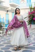 Teeya Creation White Color Chinon Silk Heavy Embroidery Work Fully Stitched Gown