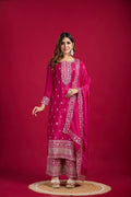 Teeya Creation Pink Colour Chinon Silk Heavy Embroidery Work Fully Stitched Salwar Suit