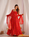 Teeya Creation Orange Color Chiffon Silk Printed Fully Stitched gown