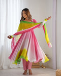 Teeya Creation Multi Color Faux Georgette Digital Print Fully Stitched Gown