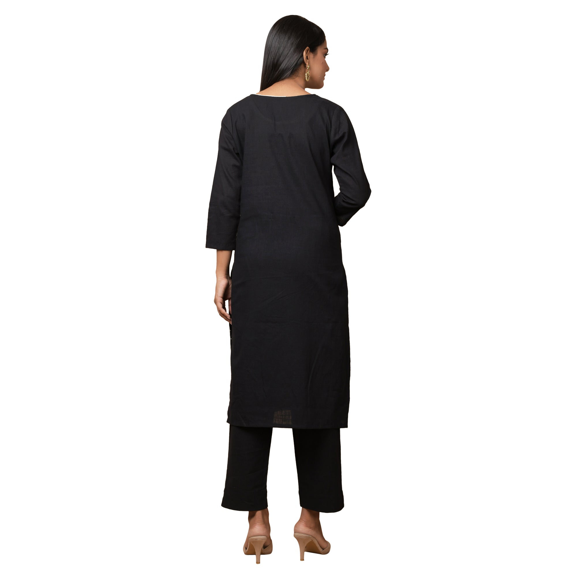 Kaajh Women's Black Solid Sequin Embellishment Kurta