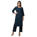Kaajh Women's Blue Solid Sequin Embellishment Kurta