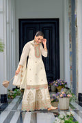Teeya Creation White Color Chinnon Silk Heavy Embroidery Work Festival Wear Fully Stitched Sharara Suit