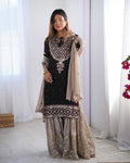 Teeya Creation Black Color Faux Georgette Embroidery Work Fully Stitched Salwar Suit