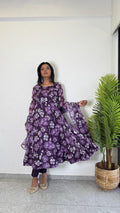 Teeya Creation Multi Color Pure Soft Organza Digital Print Fully Stitched Gown