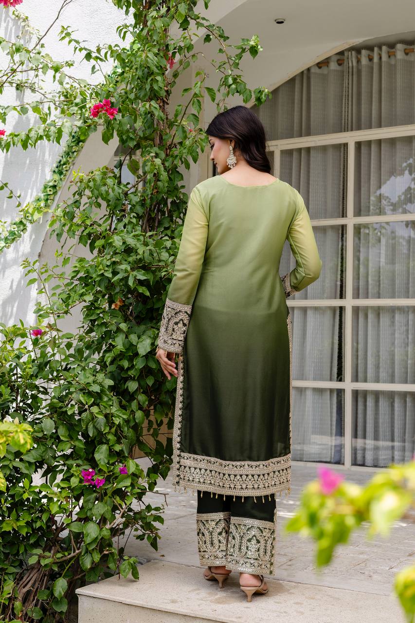 Teeya Creation Multi Color Star Georgette Embroidery Work Fully Stitched Salwar Suit