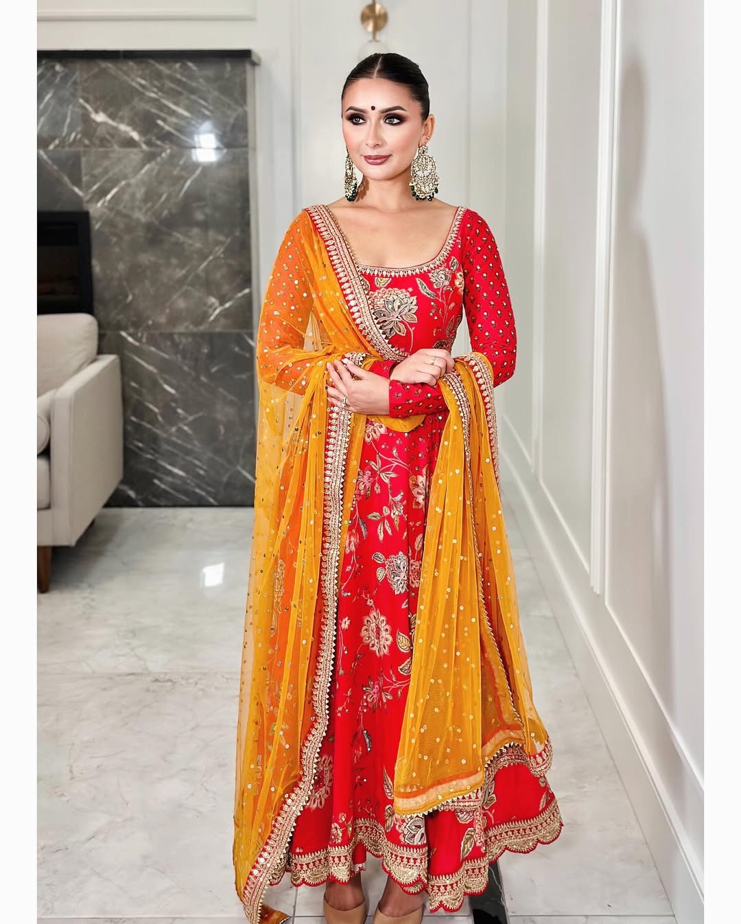 Teeya Creation Red Colour Georgette Beautiful Digital Print With Embroidery Work Lace Long Gown