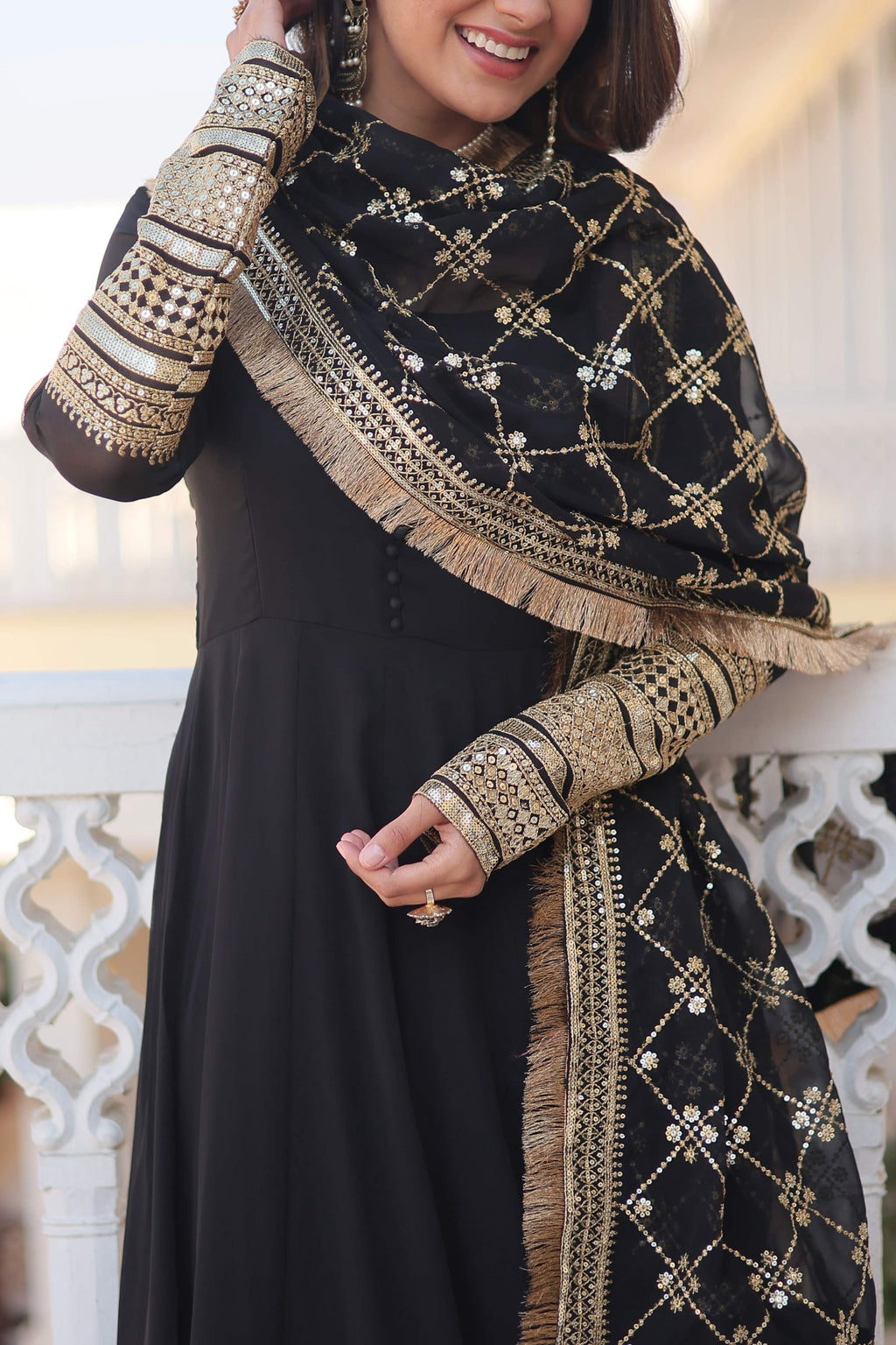 Teeya Creation Black Color Faux Georgette Fully Stitched Gown