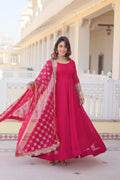 Teeya Creation Pink Color Faux Georgette Fully Stitched Gown