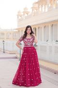 Teeya Creation Pink Color Faux Georgette Embroidery Sequence Work Fully Stitched Gown