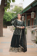 Teeya Creation Green Color rangoli Silk Heavy Sequence And Embroidery Work Fully Stitched Plazo Pair